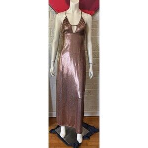Savage X Fenty Bronze CHAIN REACTION MAXI SLIP Dress Sz M $109 Chainmail Look